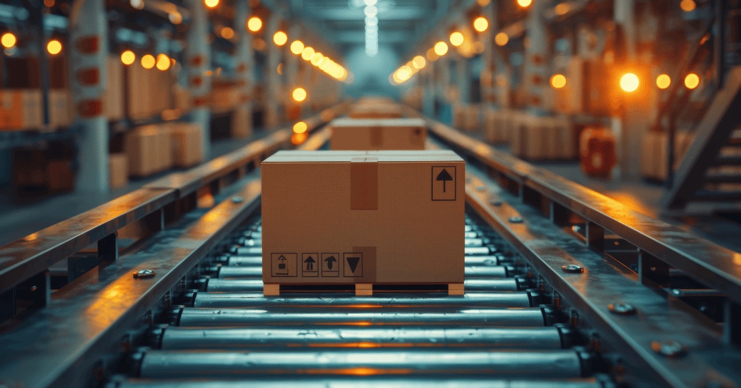 Automated conveyor system with parcels moving beneath scanners