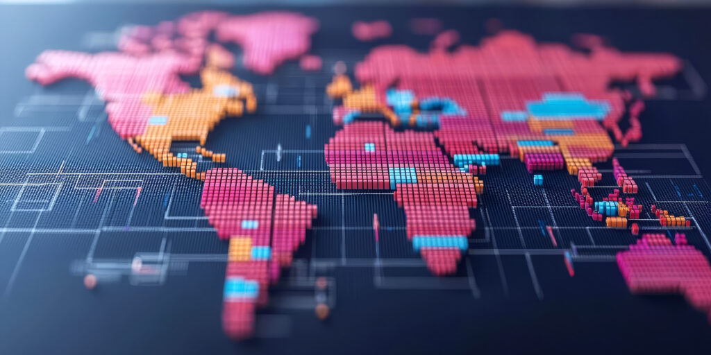 Stylised image of a map of the world representing global 3PL logistics services